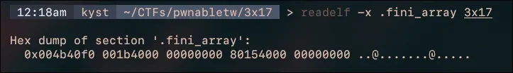 Original fini_array entries